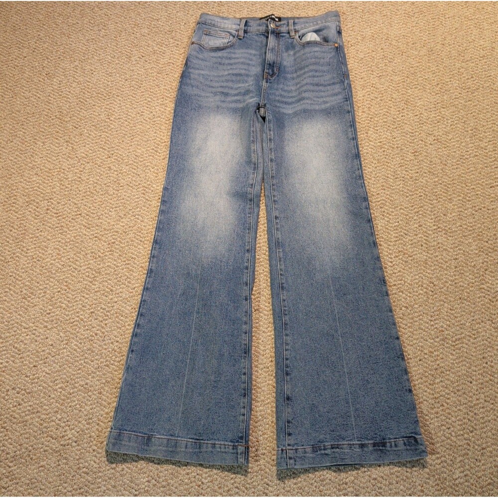 Fashion Nova Bridge The Distance Wide Leg Jeans Womens 9 Blue Baggy